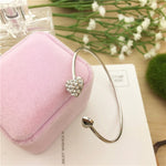 Women's Adjustable Crystal Double Heart Bow Cuff Bracelet