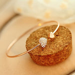Women's Adjustable Crystal Double Heart Bow Cuff Bracelet