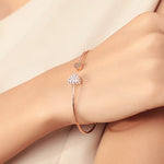 Women's Adjustable Crystal Double Heart Bow Cuff Bracelet
