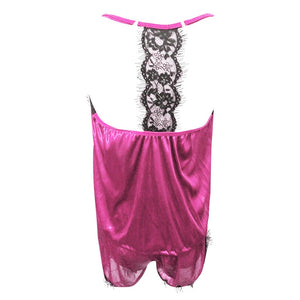 Women Sleepwear Sleeveless Strap Lace Trim Satin Cami Top